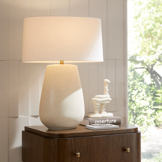 Ivory Crackle Table Lamp: A Study in Refined Texture