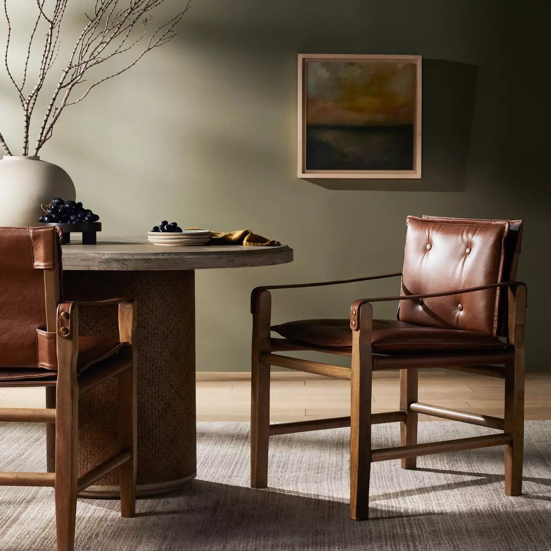 Four Hands Lenz Dining Chair Carson Chestnut Leather
