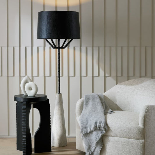 Elemental Elegance in Marble and Iron Floor Lamp