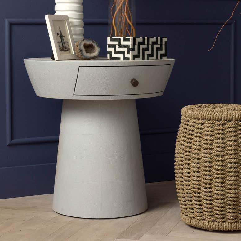 Made Goods Nemi Side Table French Gray Faux Shagreen