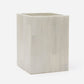 A faux horn white wastebasket, shown against a plain white background.