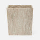 rectangular wastebasket in beige marbled pattern on a white background