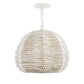 White beaded pendant light on a white background