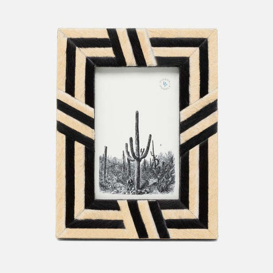 Decorative photo frame with geometric pattern on a white background