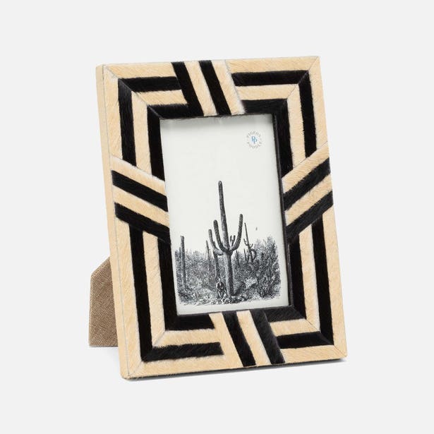 Decorative photo frame with geometric pattern on a white background