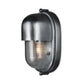 Metallic outdoor wall light fixture on a white background