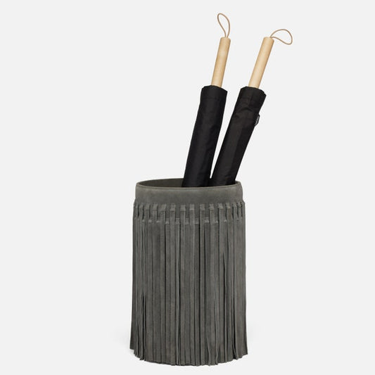 umbrella stand in suede with fringe detail
