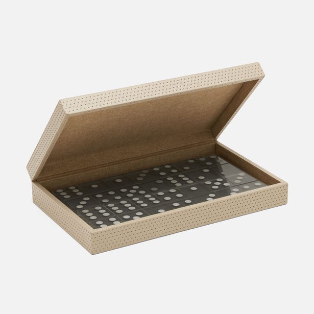 Dayton Domino Set Light Gray Leather