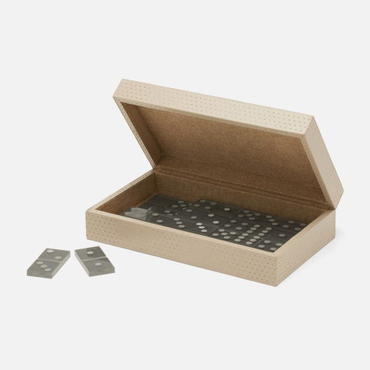 Dayton Domino Set Light Gray Leather