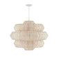 Decorative pendant light with a natural woven design on a white background