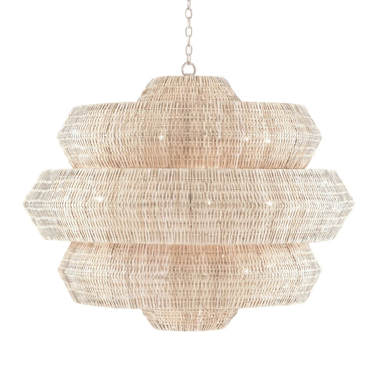 Woven pendant light with a white background