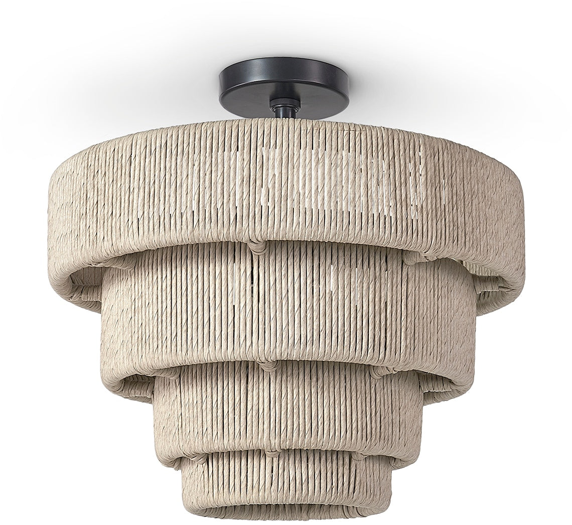 Ceiling light fixture with textured beige design on a white background