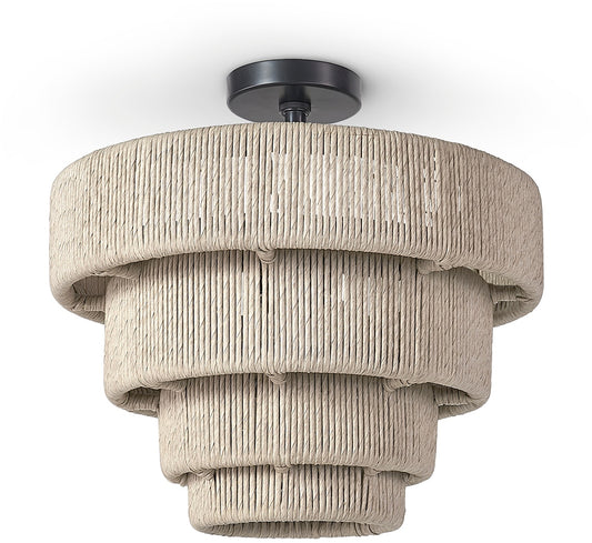 Ceiling light fixture with textured beige design on a white background