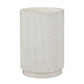 White ribbed cylindrical vase on a white background