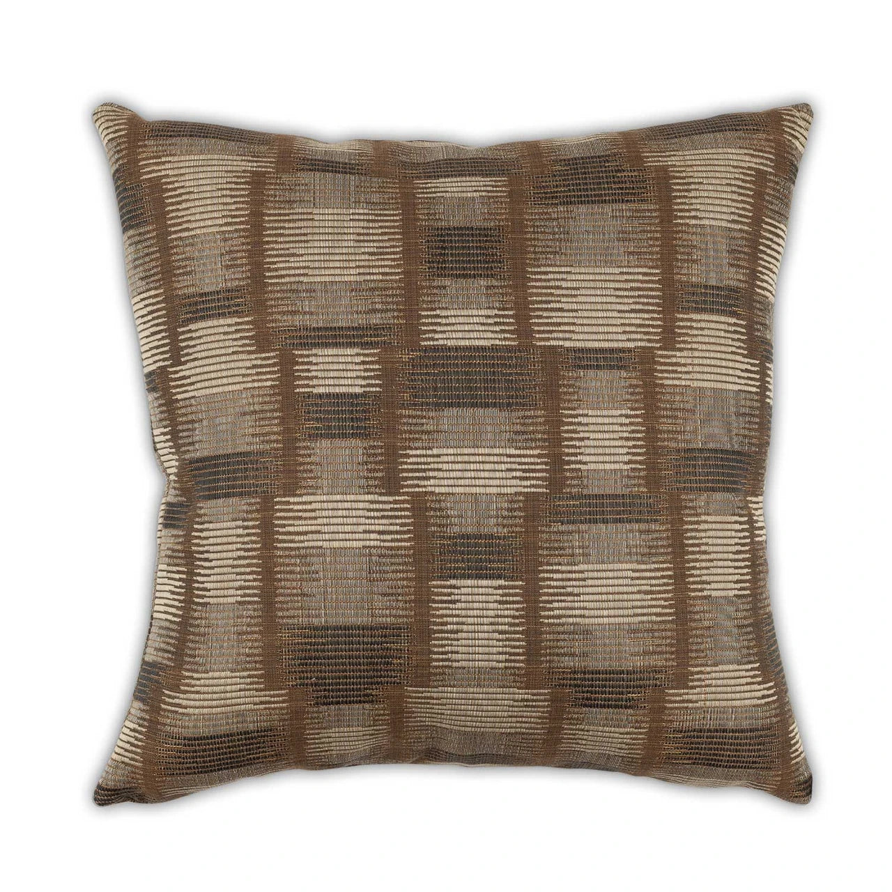 Decorative pillow with a woven pattern on a white background