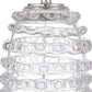 Clear glass spiral shade lamp with a silver metal top and stem, photographed against a white background.