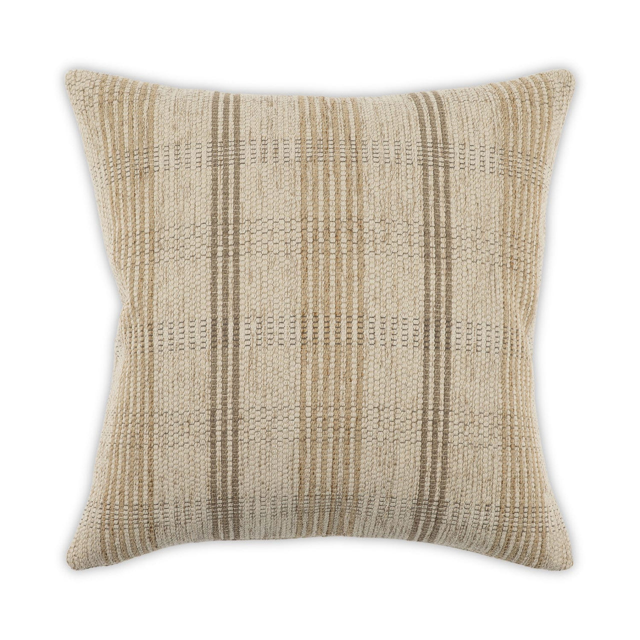 Textured pillow with striped pattern on a white background