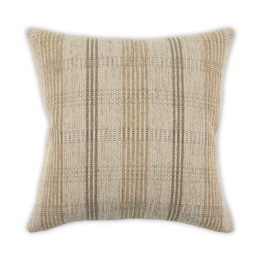 Textured pillow with striped pattern on a white background