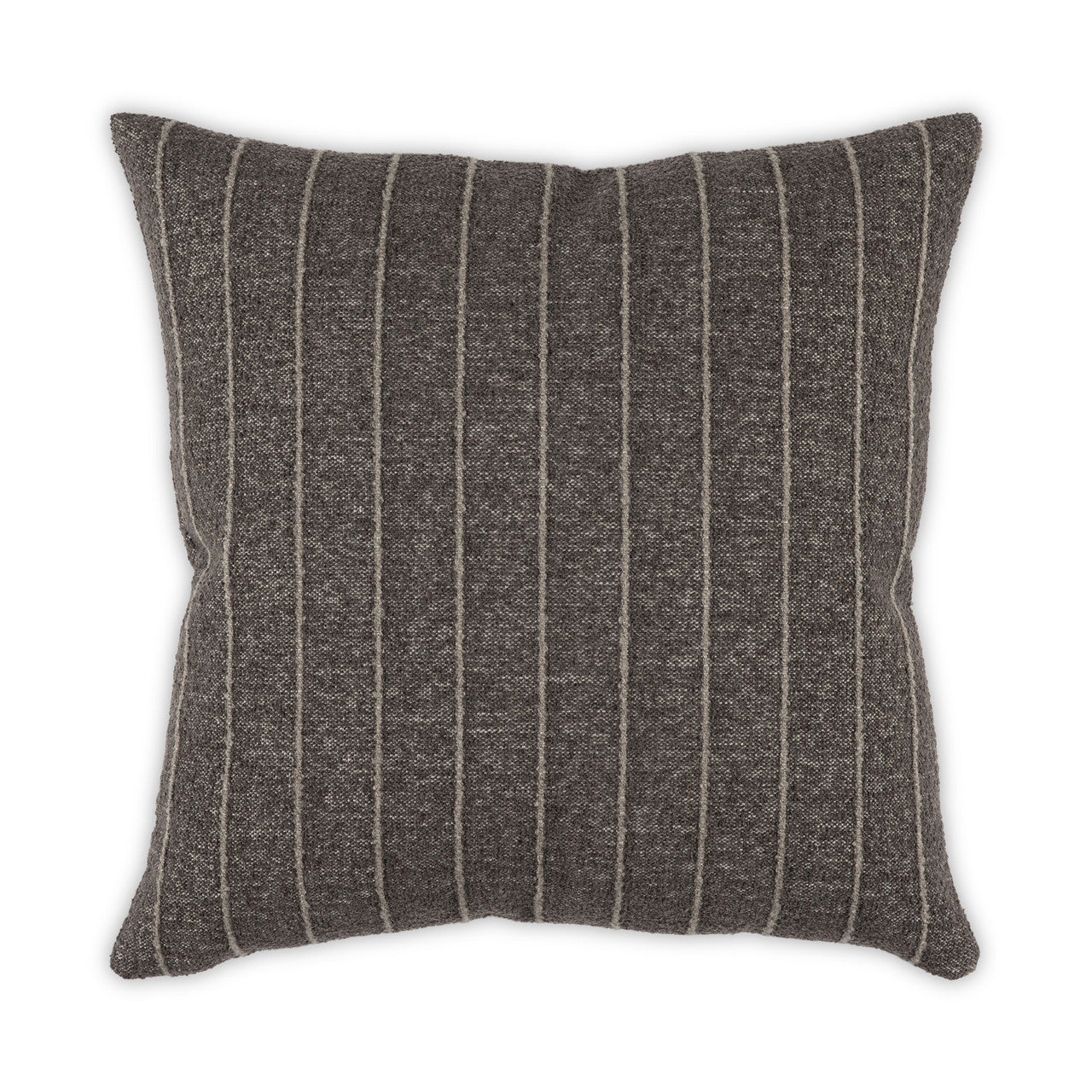 Gray pillow with vertical stripes on a white background