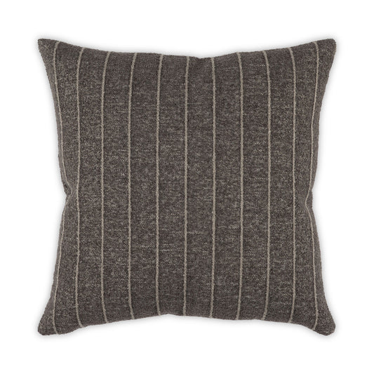 Gray pillow with vertical stripes on a white background
