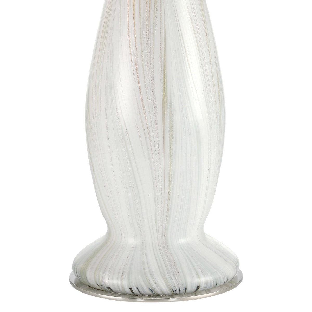 A close-up of a white fluted glass vase or candle holder with vertical ridges and a flared base, shown against a plain white background.