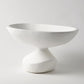 White ceramic bowl on a pedestal against a light gray background