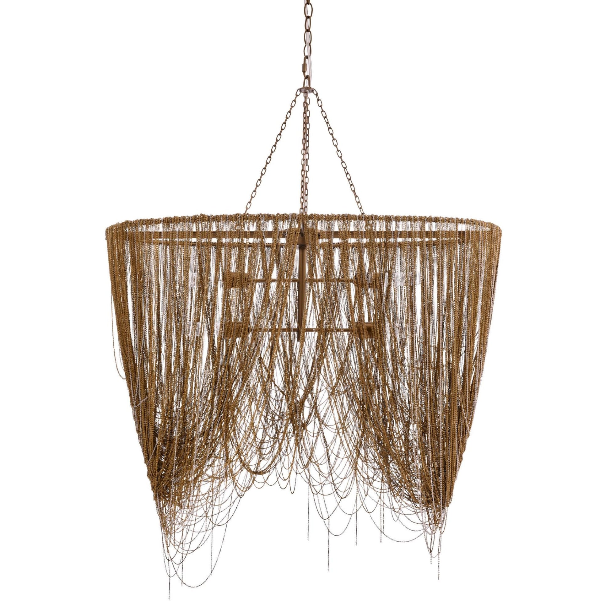 Chandelier with woven design on a white background