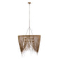 Woven rattan pendant light on a white background