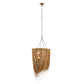 Pendant light with woven design on a white background