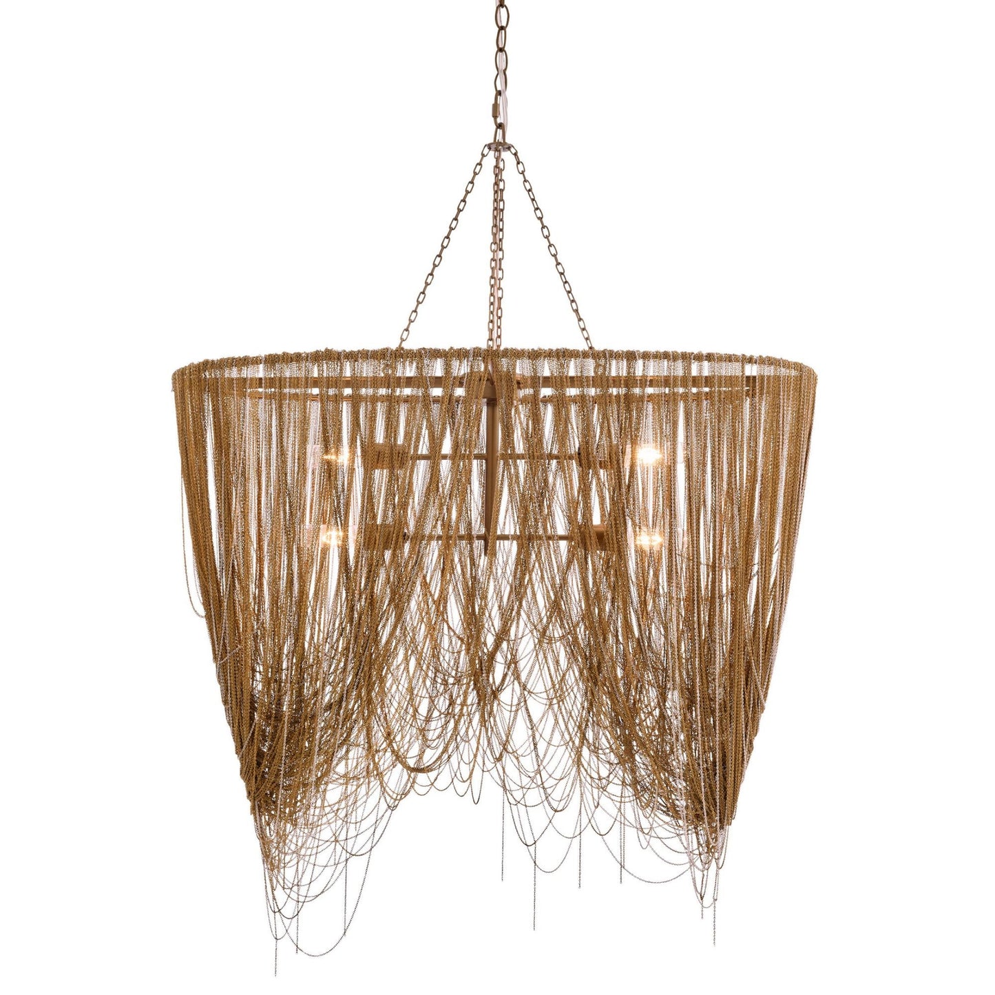 Chandelier with woven design on a white background