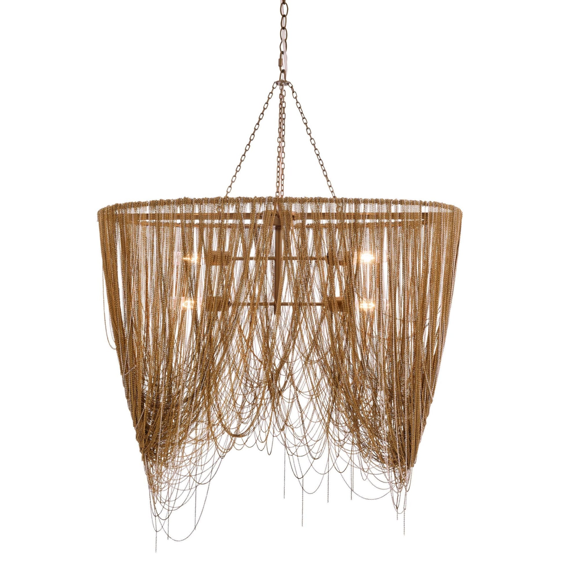 Chandelier with woven design on a white background