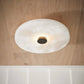 Ceiling light fixture on a wooden ceiling