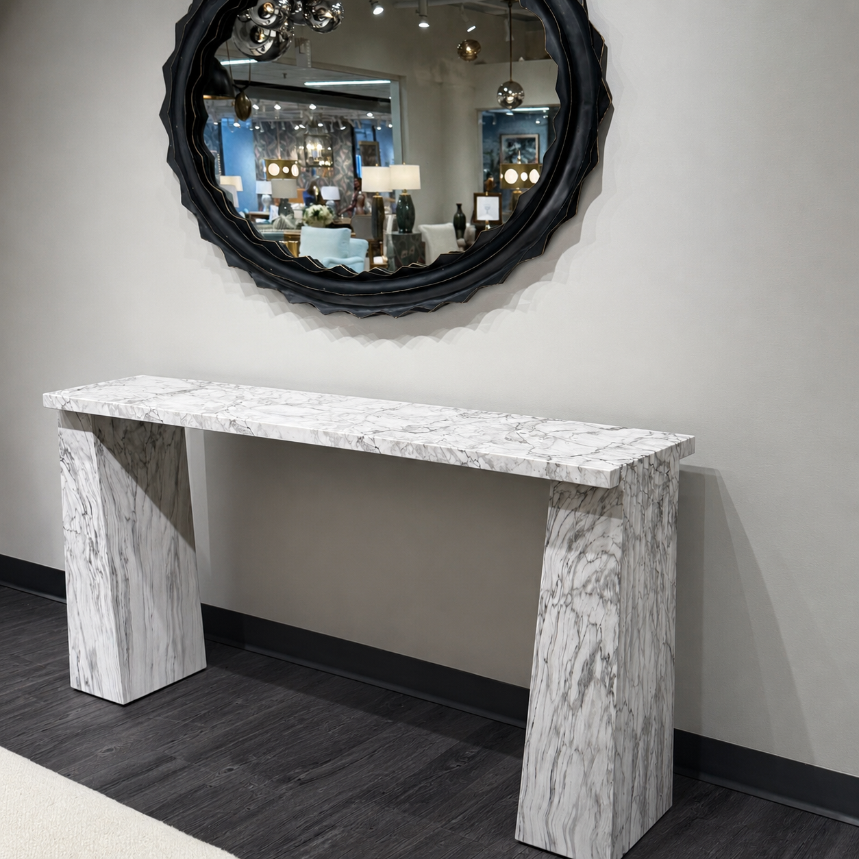 Antonine Console White Faux Marble