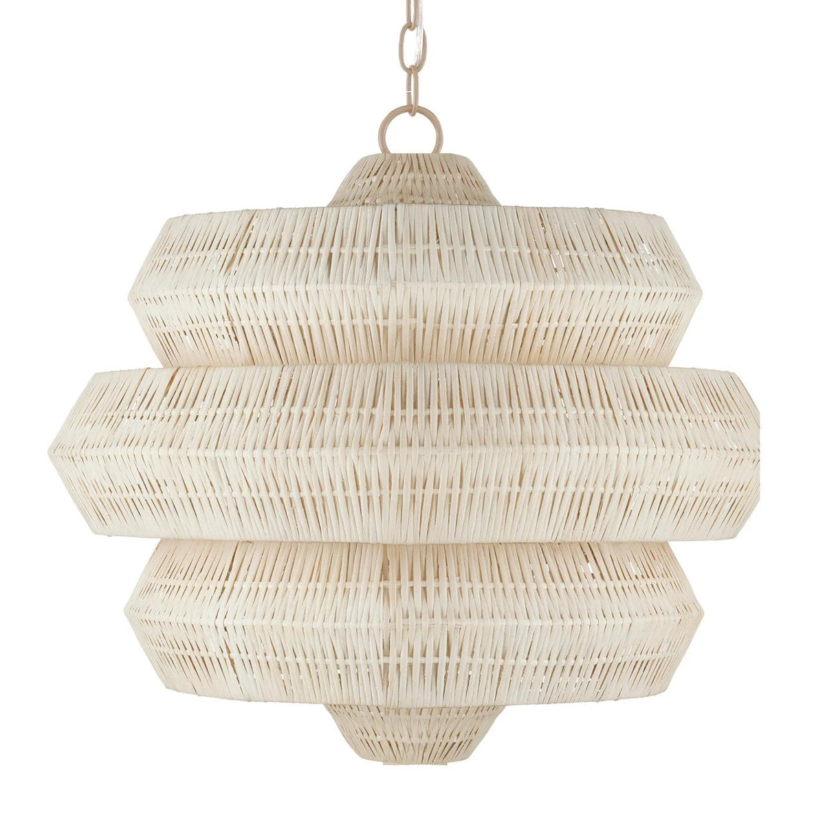 Woven pendant light on a white background
