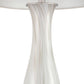 Close-up of a white glass vase with a textured design on a white background