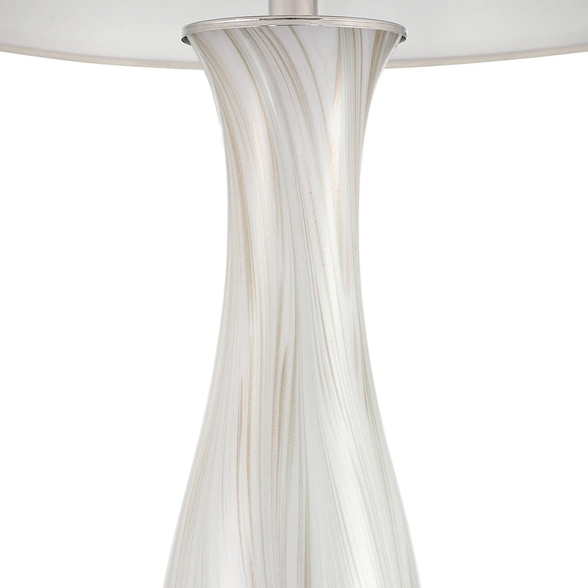 Close-up of a white glass vase with a textured design on a white background