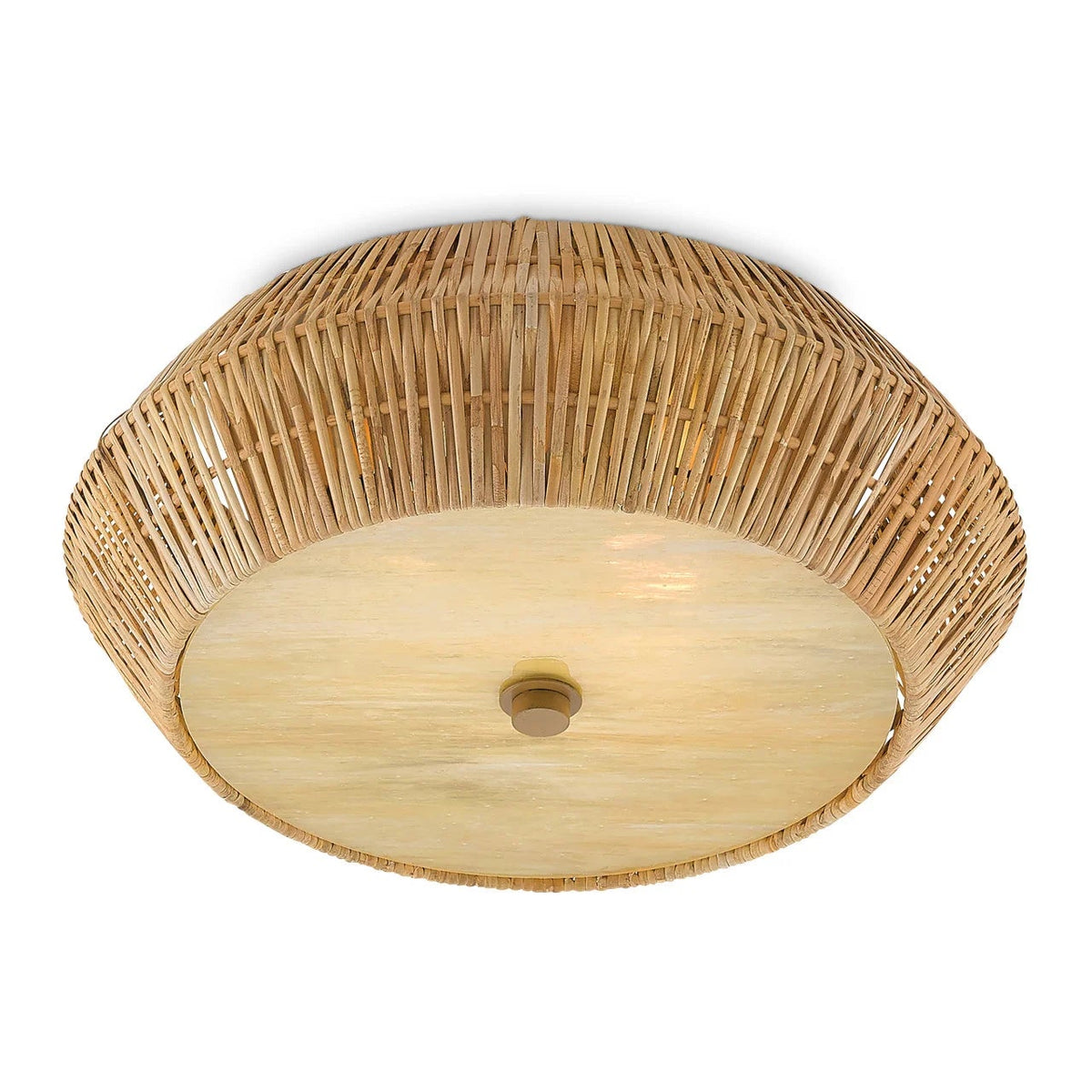 Wicker ceiling light fixture on a white background