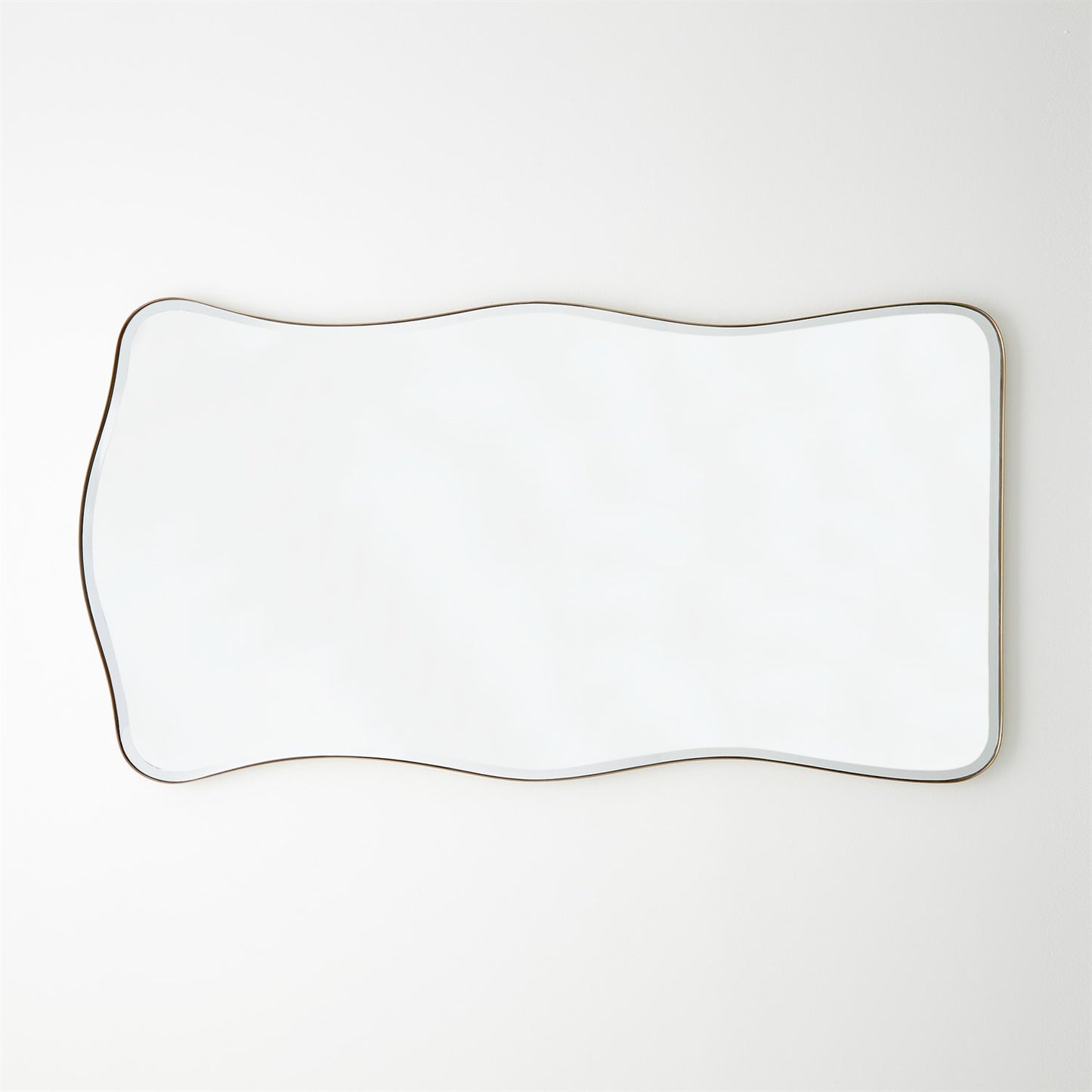 Rectangular mirror with a thin black frame on a white background