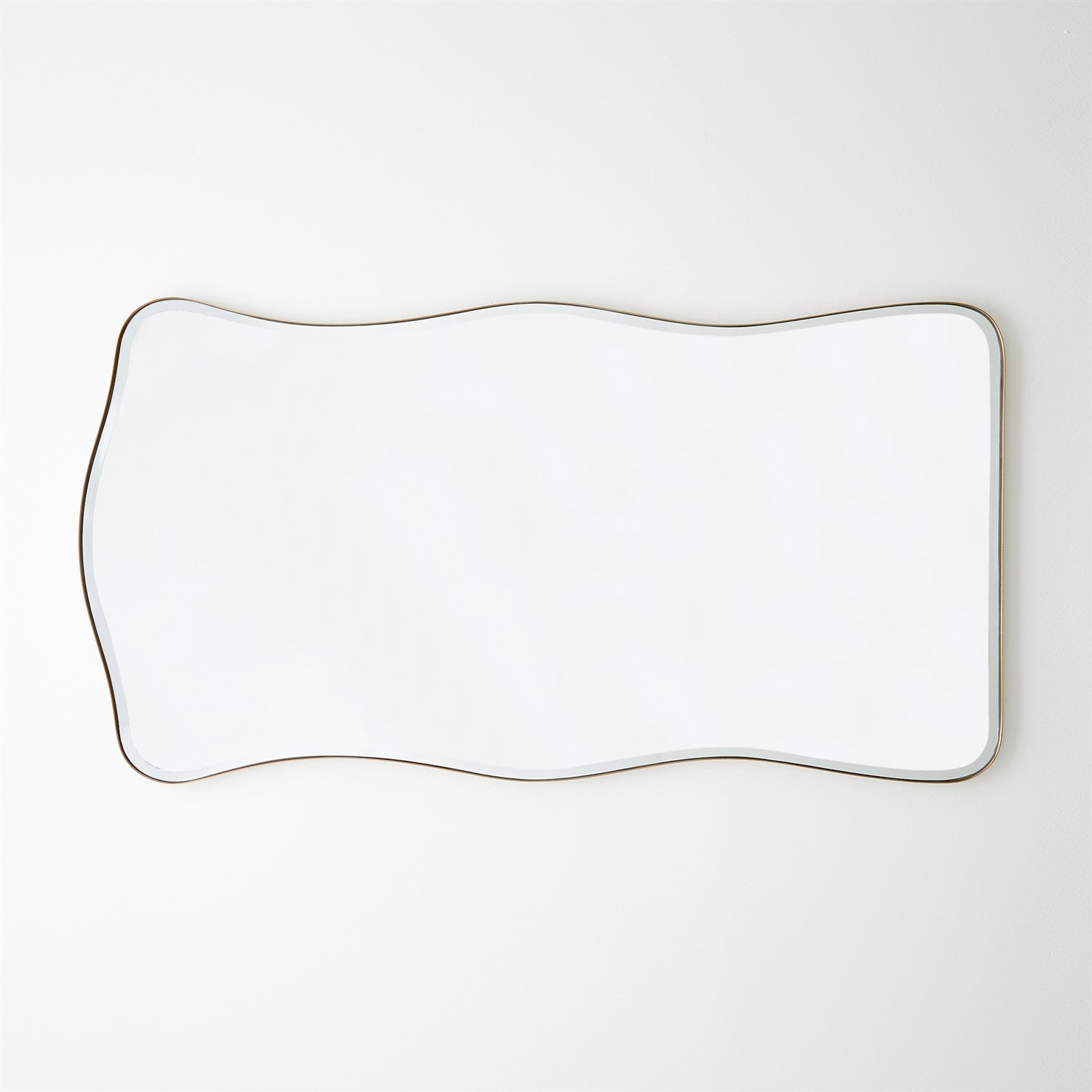 Rectangular mirror with a thin black frame on a white background
