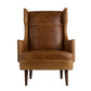 Brown leather armchair on a white background