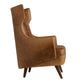Brown leather armchair on a white background