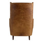 Brown leather armchair on a white background