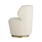 White swivel chair with gold base on a white background