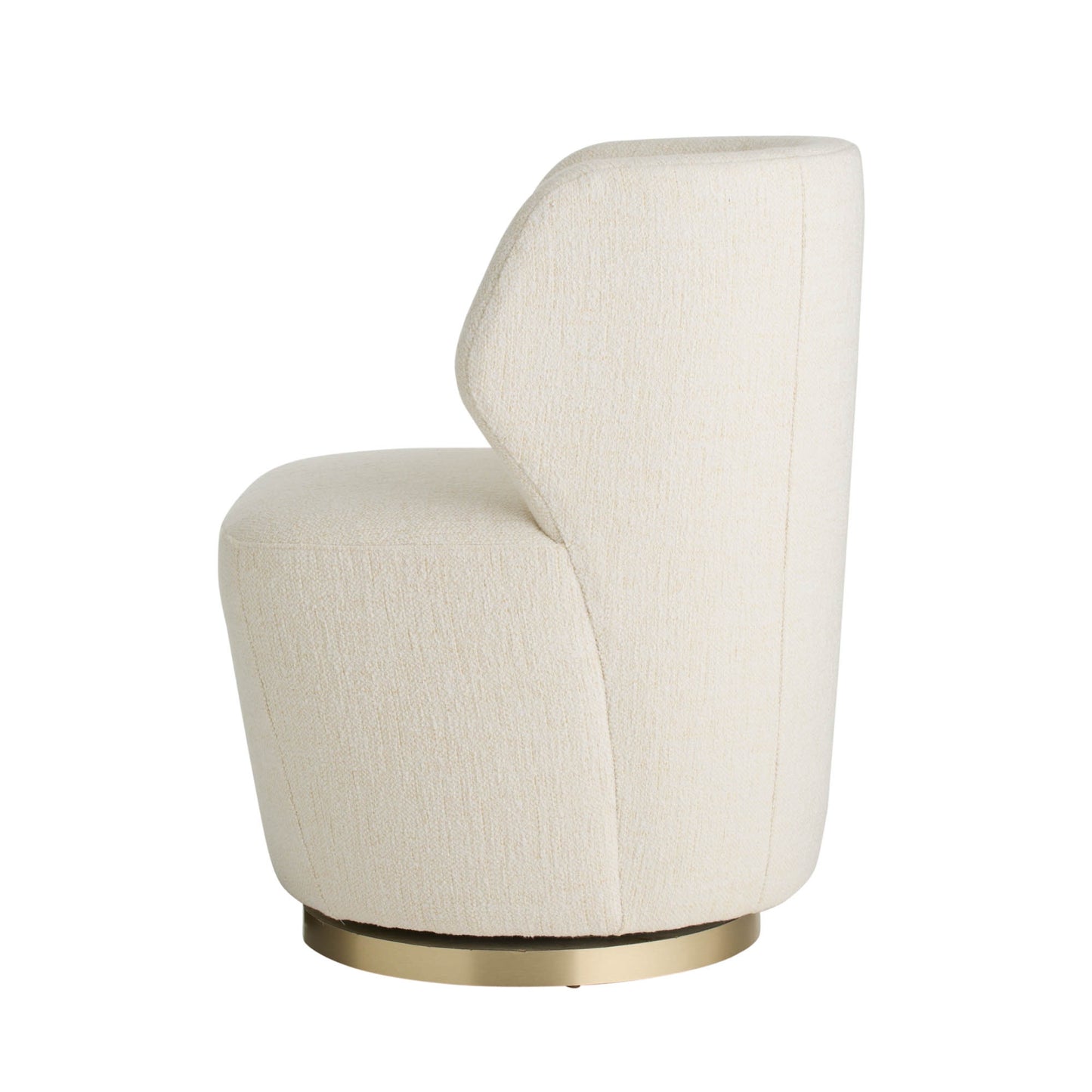 White swivel chair with gold base on a white background