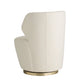 white armchair with a gold base on a white background