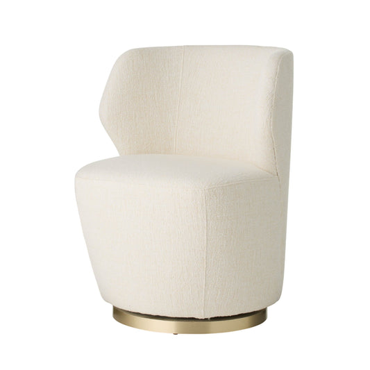 White armchair with a gold base on a white background