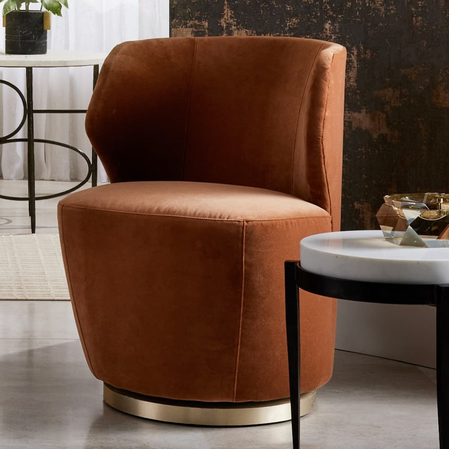 Poppy Swivel Chair Cider Velvet