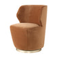 Brown armchair with a gold base on a white background