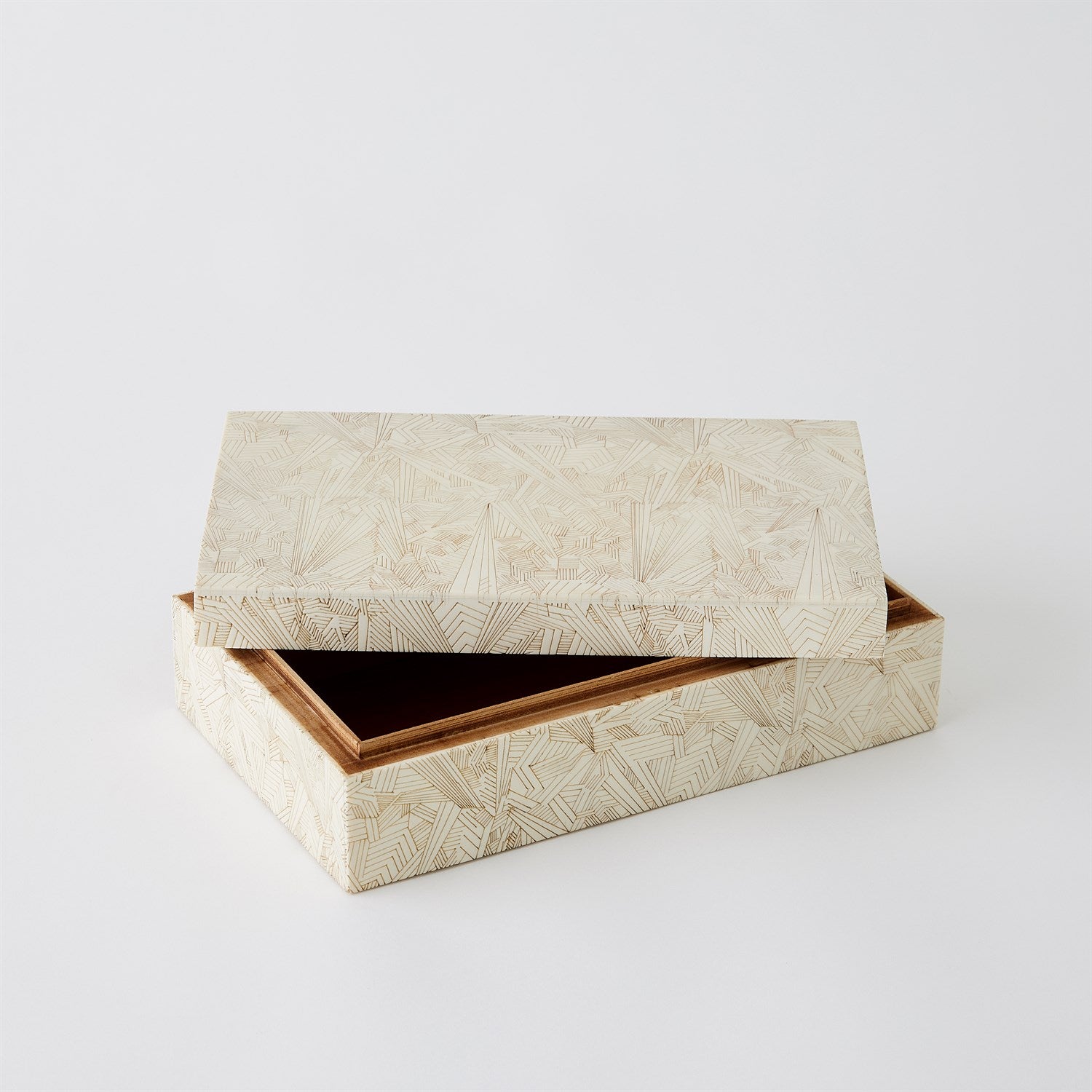 Decorative box with geometric pattern on a white background