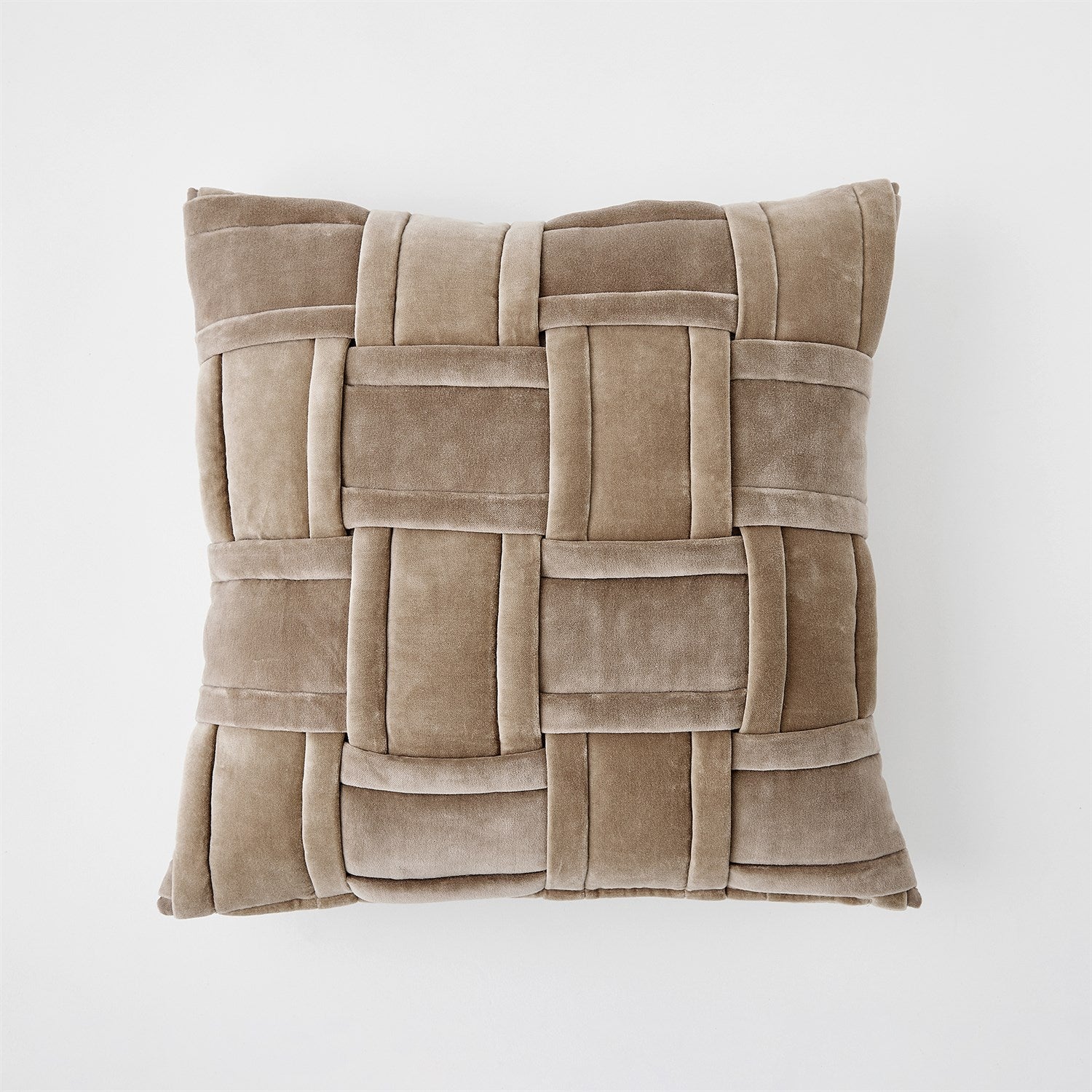 Brown woven pillow on a white background